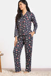 Zivame Print Fusion Knit Poly Pyjama Set - Medivel Blue — thumbnail 3